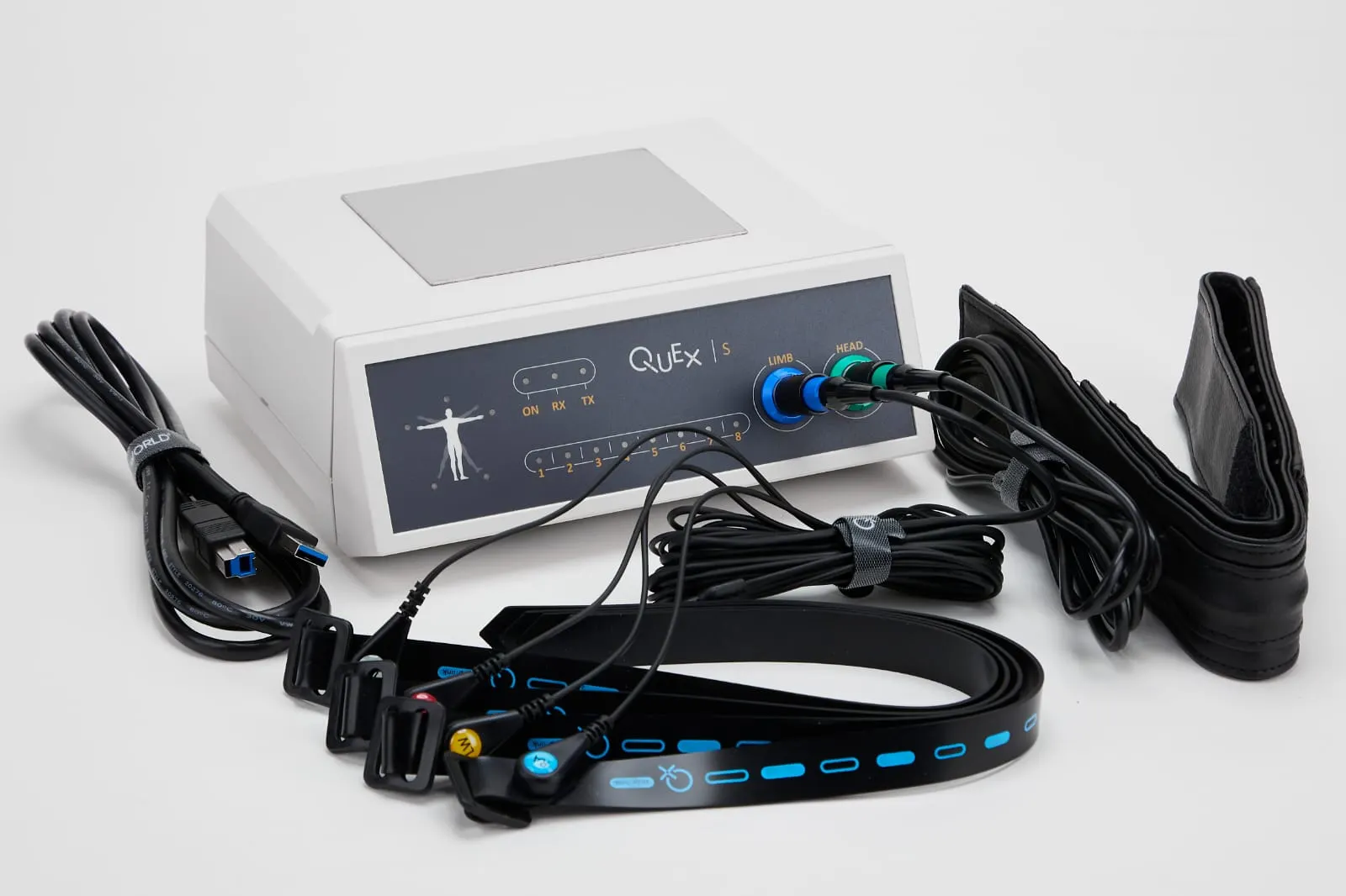Bioresonanz-Gerät QuEx mit Kabeln und Elektroden